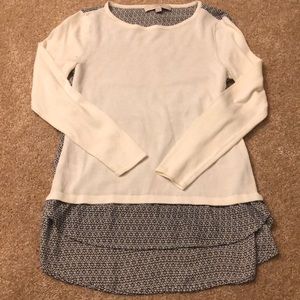 LOFT White Sweater with Print Back